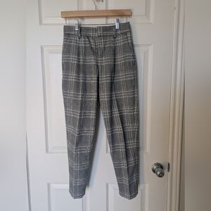 Banana Republic High Rise Pleated Tapered Cropped Plaid Pants